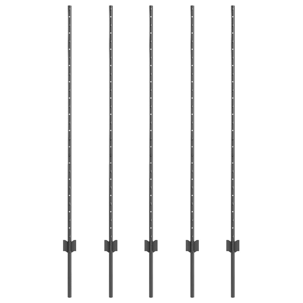 Stup za ogradu 5 pcs Siva 140 cm Čelik