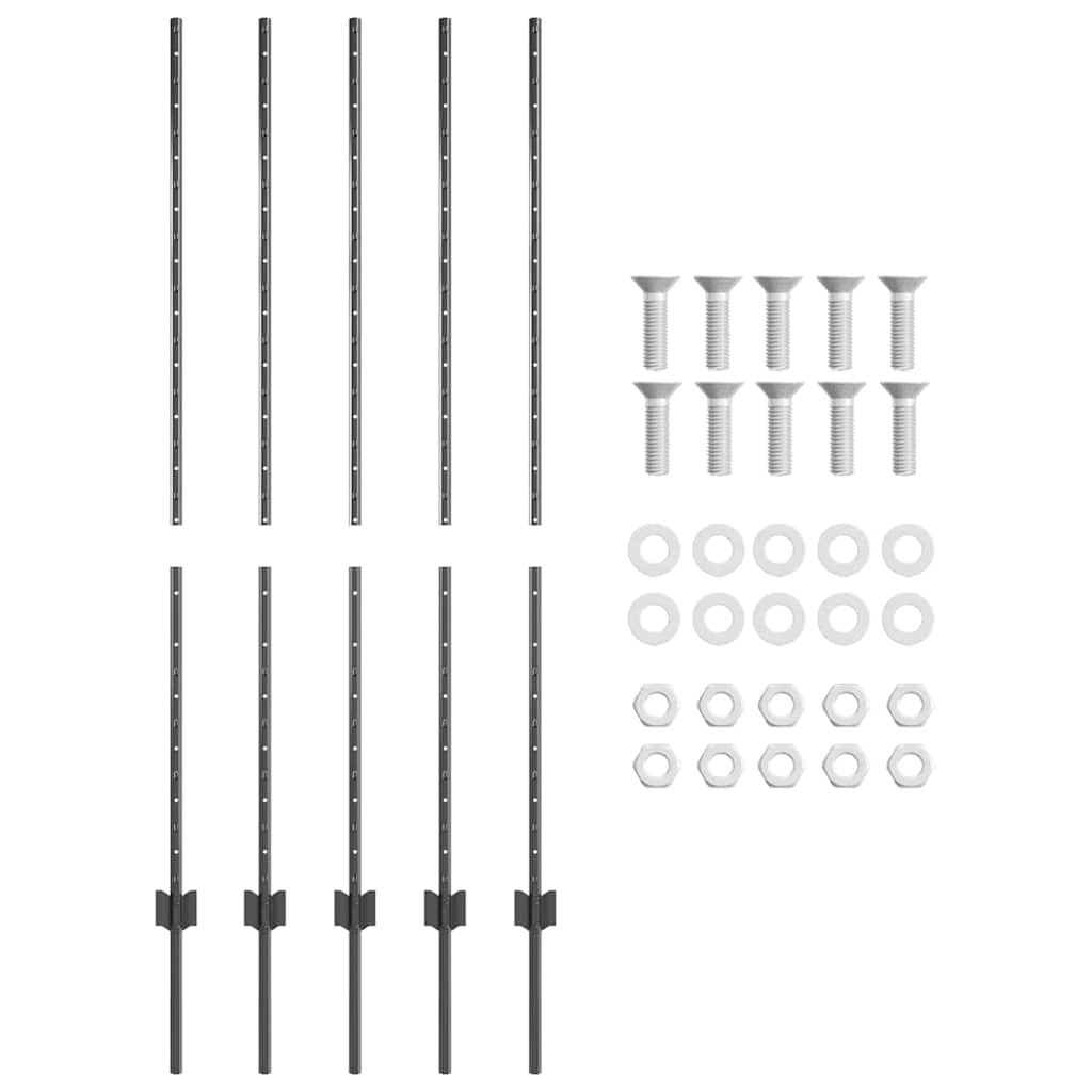 Stup za ogradu 5 pcs Siva 140 cm Čelik