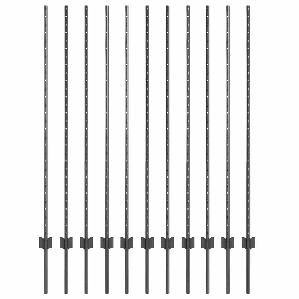 Stup za ogradu 11 pcs Siva 140 cm Čelik