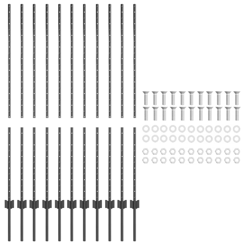 Stup za ogradu 11 pcs Siva 140 cm Čelik