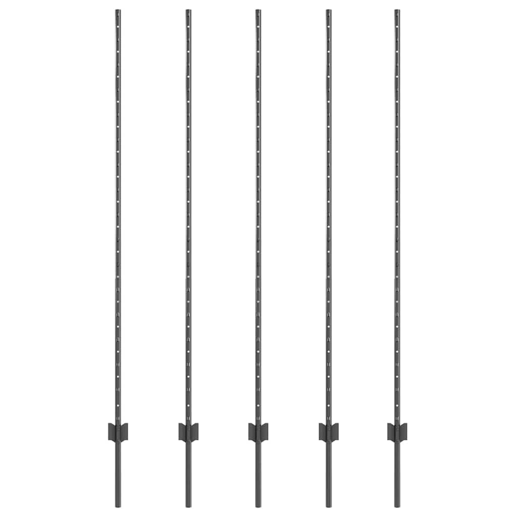 Stup za ogradu 5 pcs Siva 150 cm Čelik