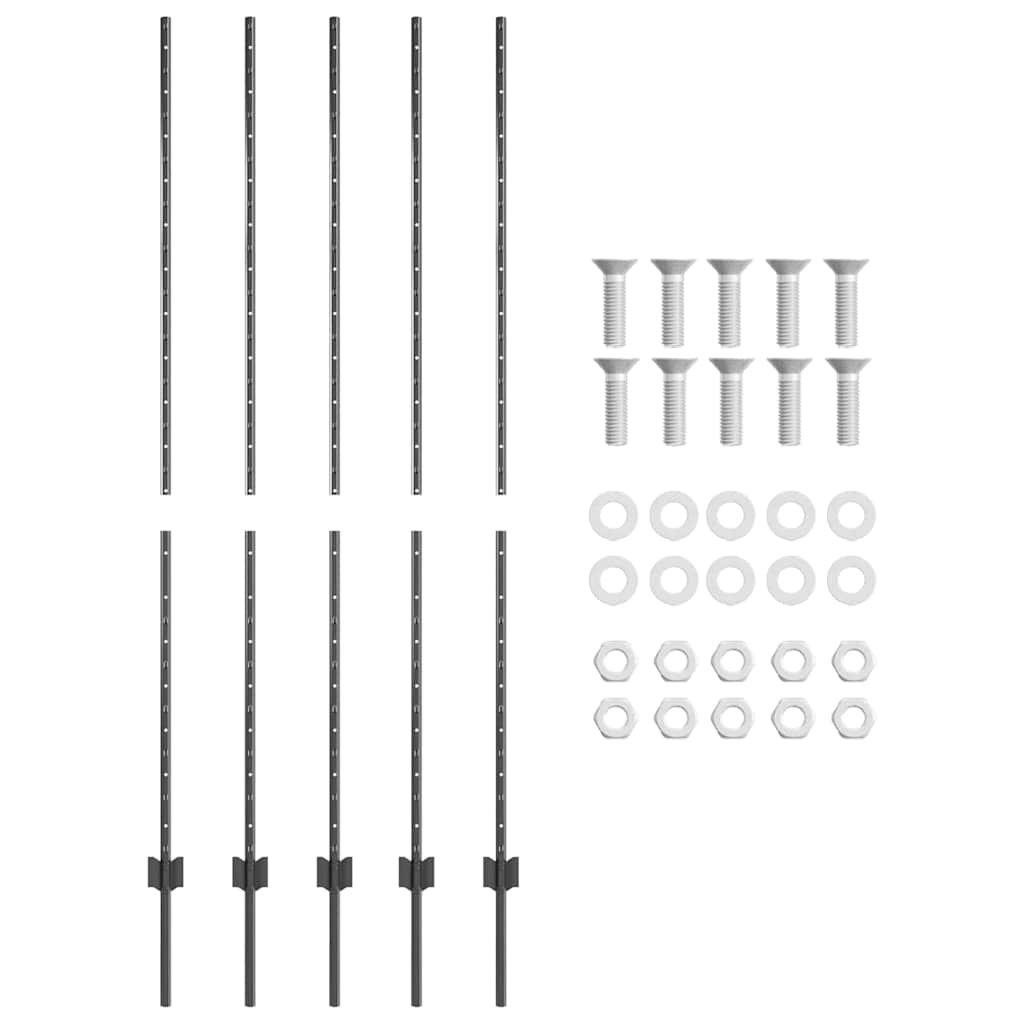 Stup za ogradu 5 pcs Siva 150 cm Čelik