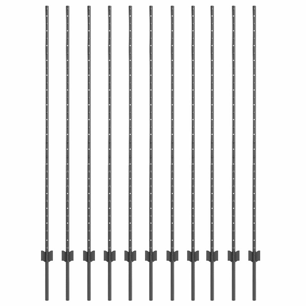 Stup za ogradu 11 pcs Siva 160 cm Čelik