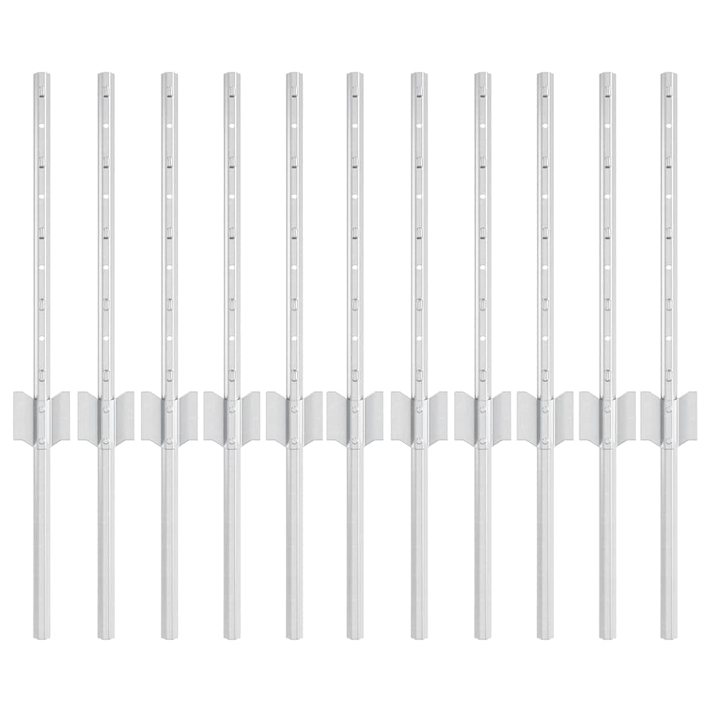 Stup za ogradu 11 pcs Srebrno 40 cm Čelik