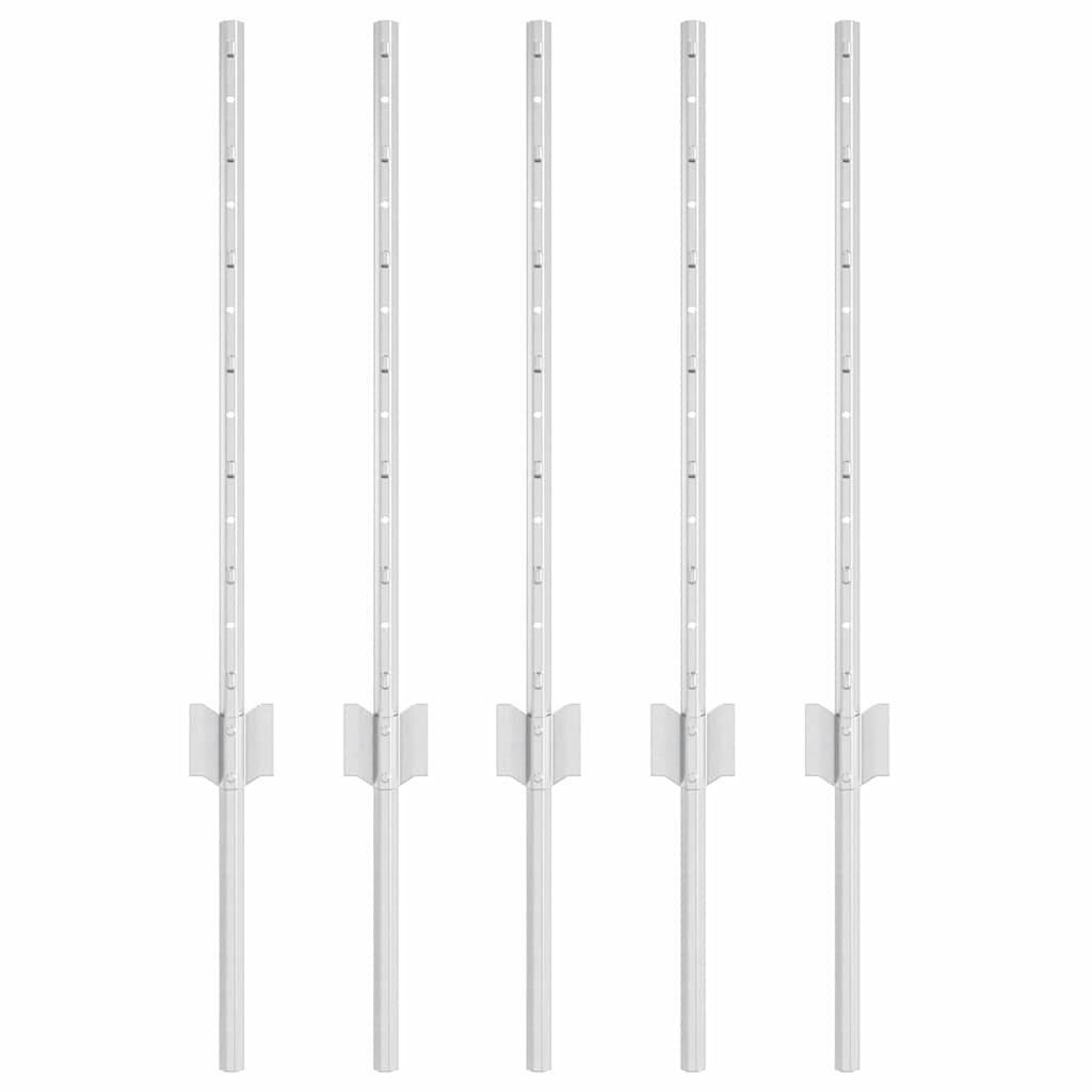 Stup za ogradu 5 pcs Srebrno 60 cm Čelik