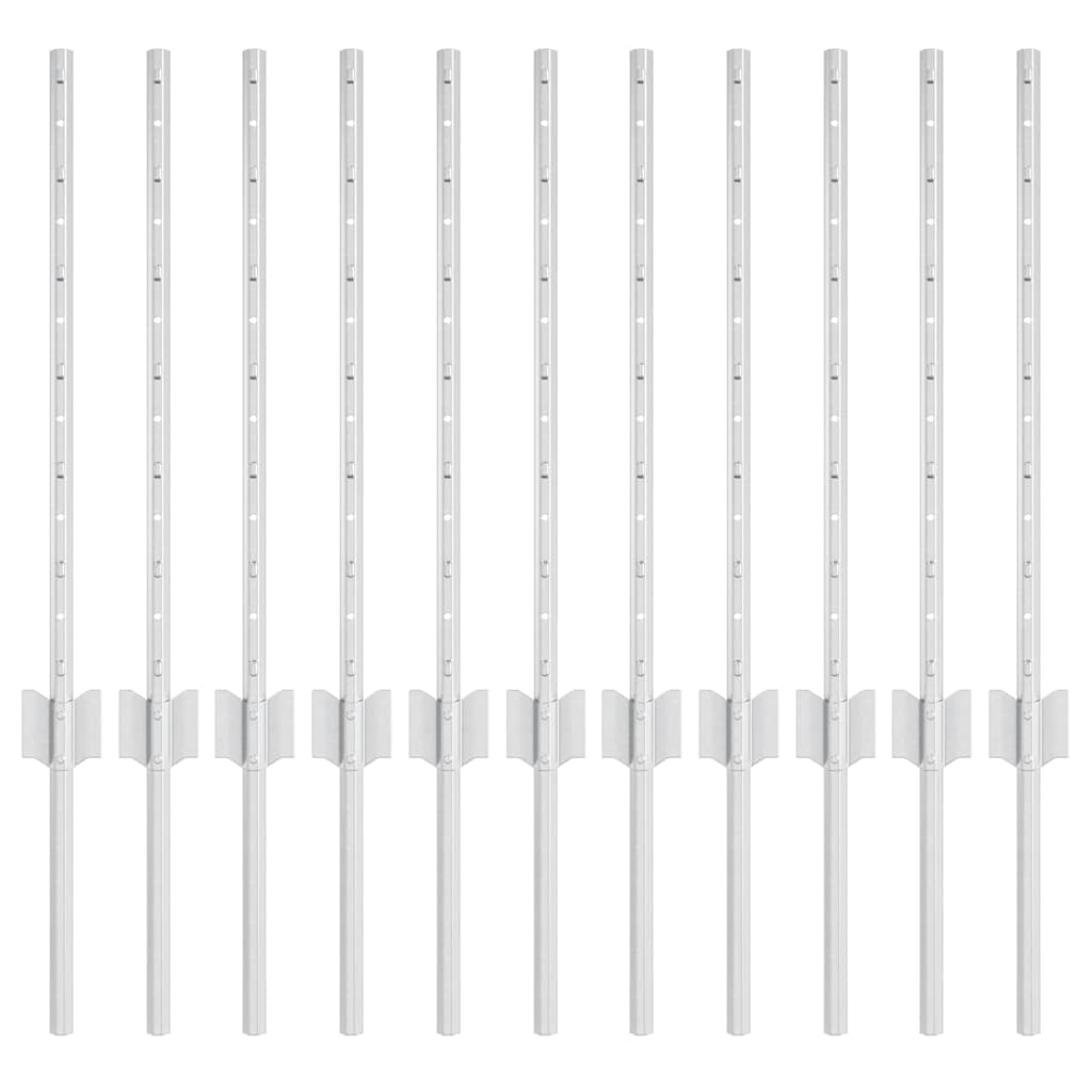 Stup za ogradu 11 pcs Srebrno 60 cm Čelik
