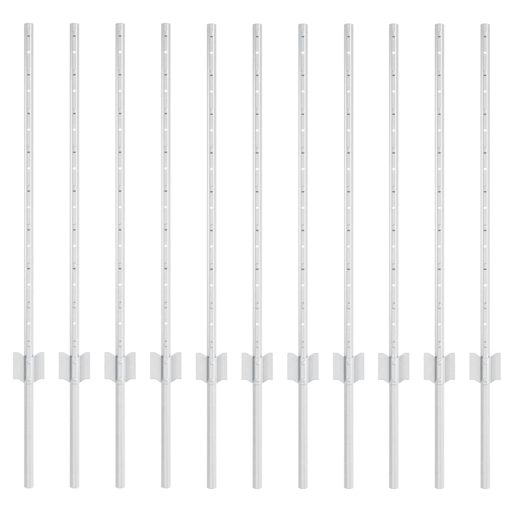 Stup za ogradu 11 pcs Srebrno 80 cm Čelik