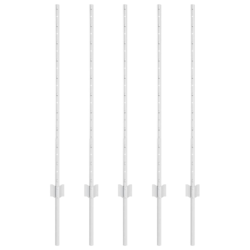 Stup za ogradu 5 pcs Srebrno 100 cm Čelik