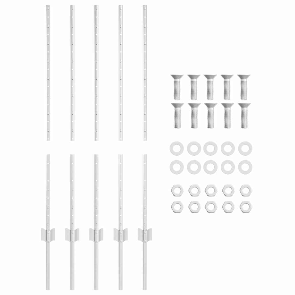 Stup za ogradu 5 pcs Srebrno 100 cm Čelik