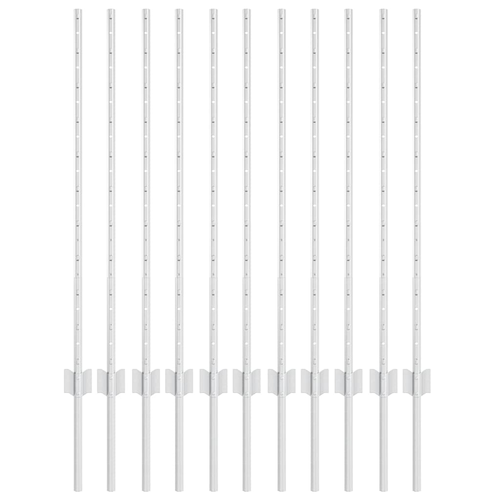 Stup za ogradu 11 pcs Srebrno 100 cm Čelik