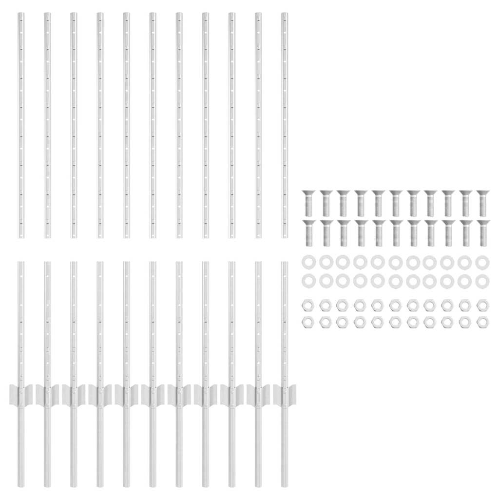 Stup za ogradu 11 pcs Srebrno 100 cm Čelik