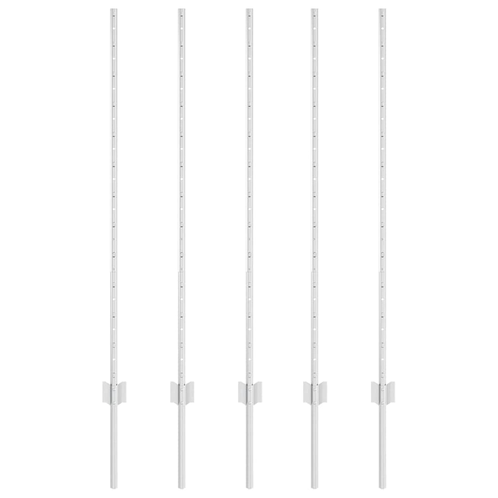 Stup za ogradu 5 pcs Srebrno 120 cm Čelik