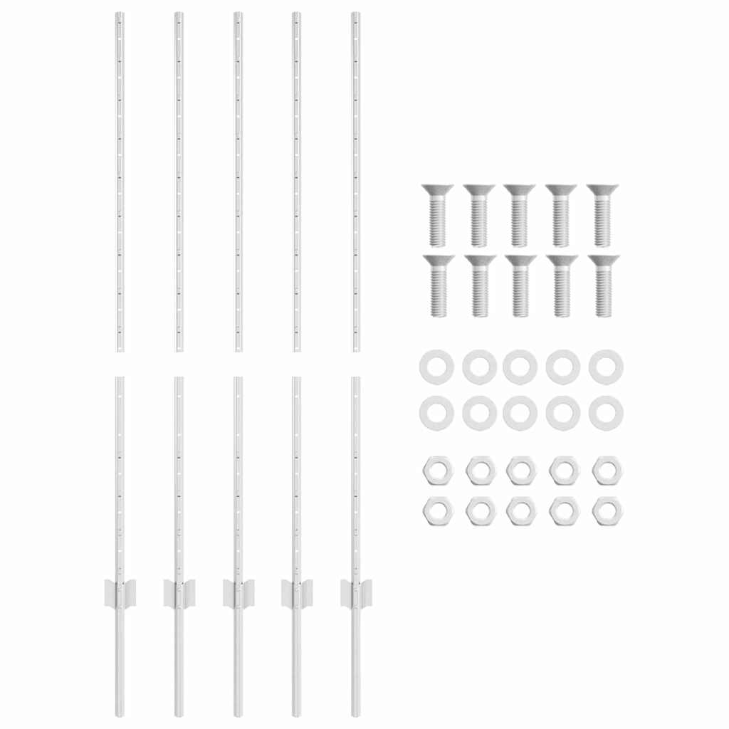 Stup za ogradu 5 pcs Srebrno 120 cm Čelik
