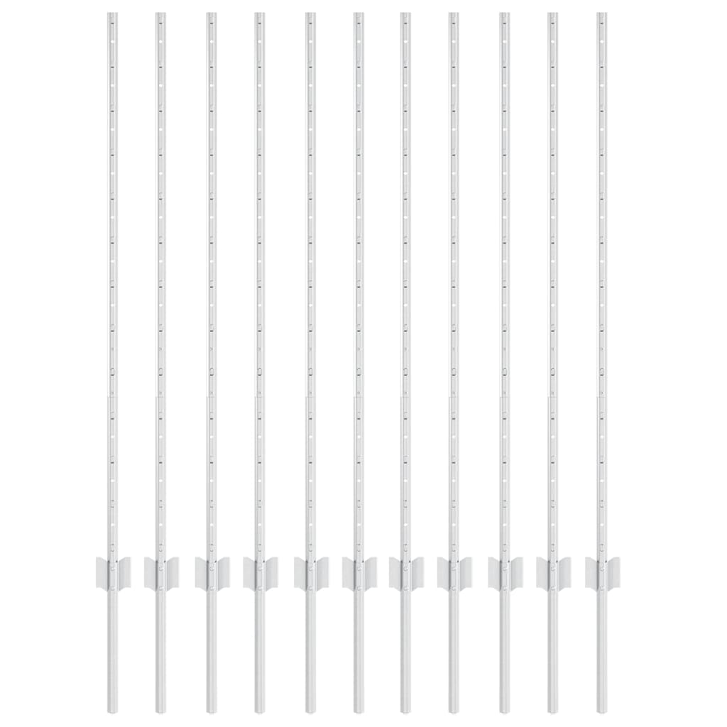 Stup za ogradu 11 pcs Srebrno 120 cm Čelik