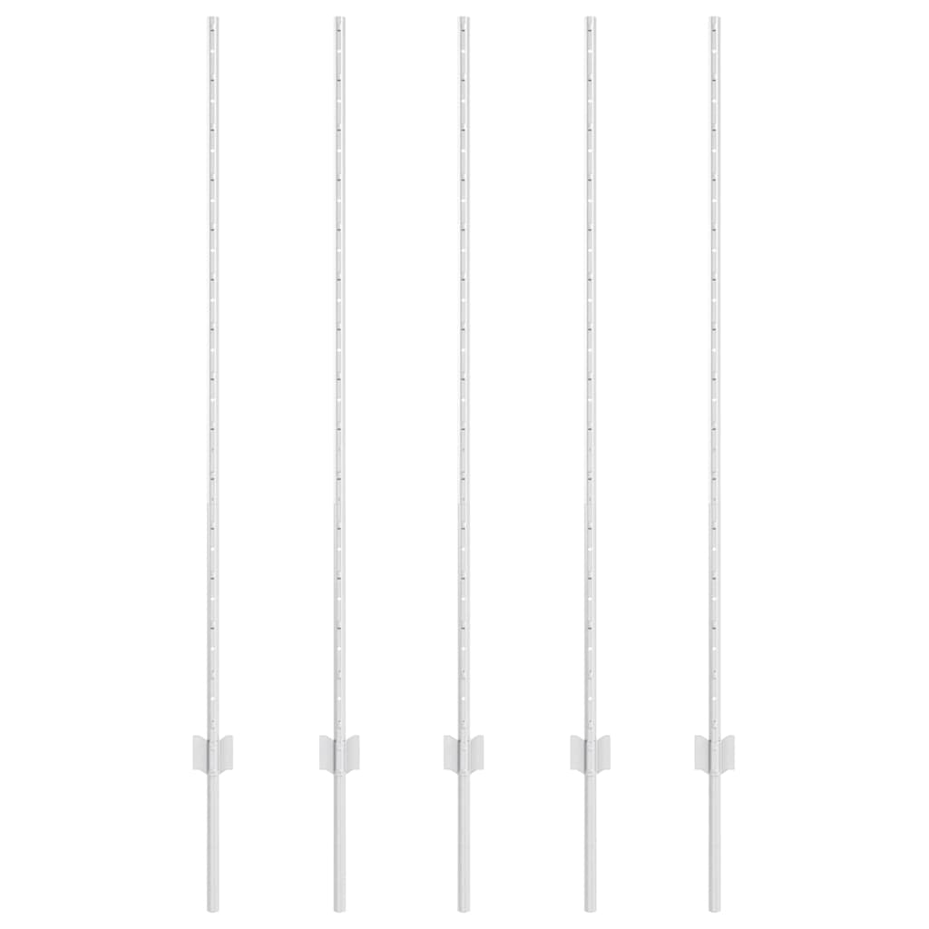 Stup za ogradu 5 pcs Srebrno 140 cm Čelik