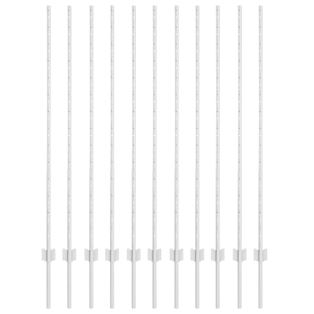 Stup za ogradu 11 pcs Srebrno 140 cm Čelik