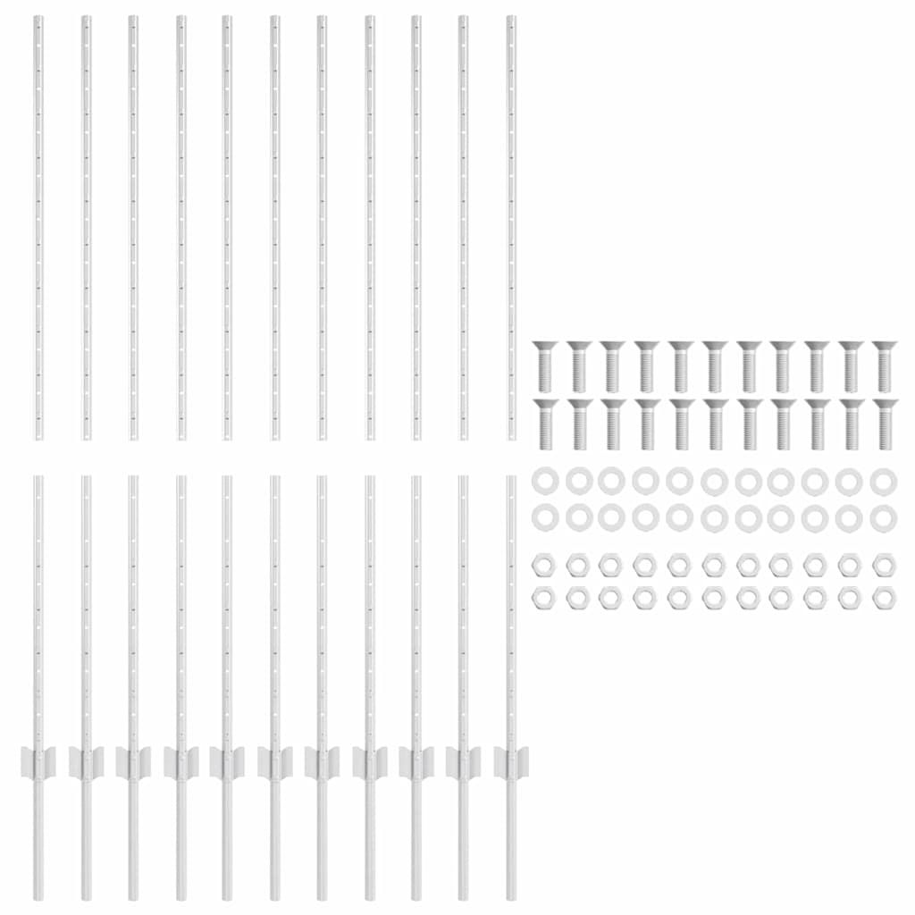 Stup za ogradu 11 pcs Srebrno 140 cm Čelik