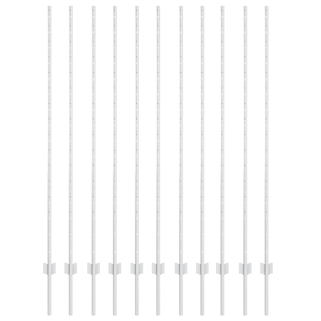 Stup za ogradu 11 pcs Srebrno 150 cm Čelik