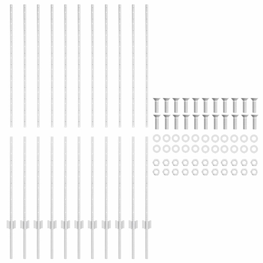 Stup za ogradu 11 pcs Srebrno 150 cm Čelik