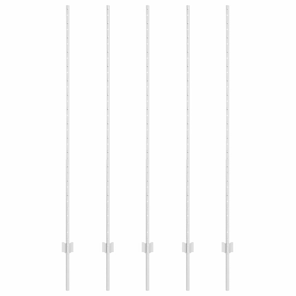Stup za ogradu 5 pcs Srebrno 160 cm Čelik