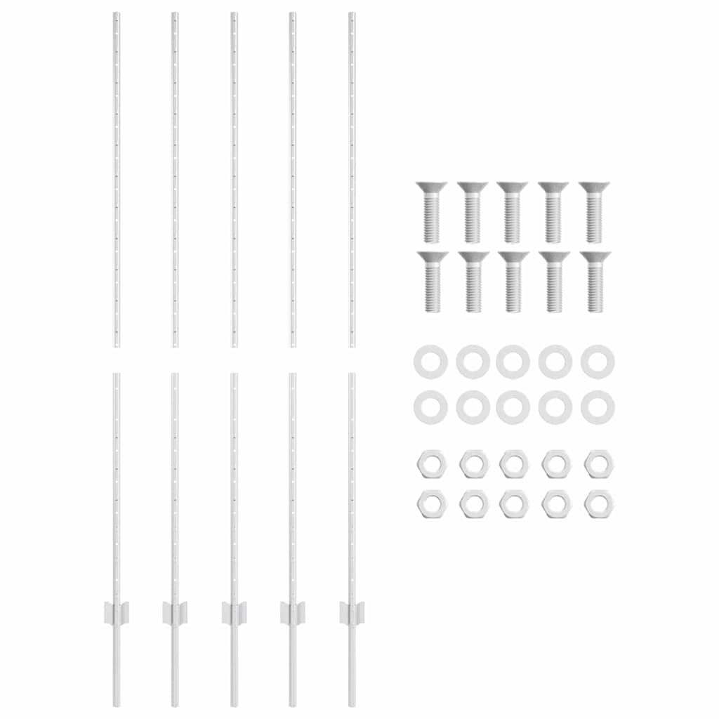 Stup za ogradu 5 pcs Srebrno 160 cm Čelik