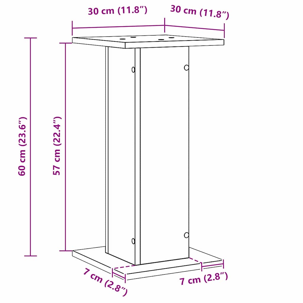 Stalak za zvučnike 2 pcs Crni hrast 30 x 30 x 60 cm