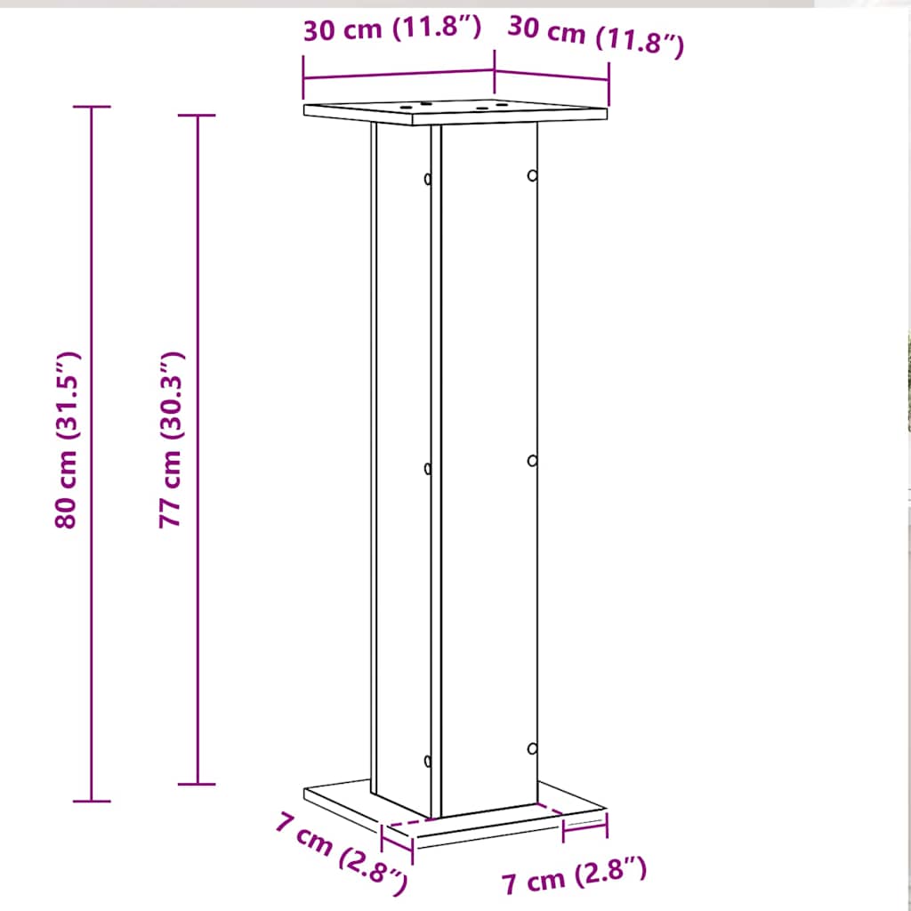 Stalak za zvučnike 2 pcs Crni hrast 30 x 30 x 80 cm
