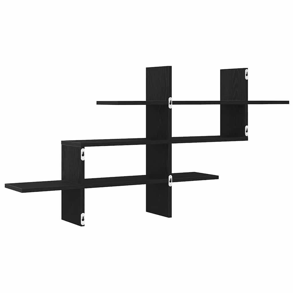 Zidna polica crni hrast 124,5x18x60,5 cm inženjerski drvo