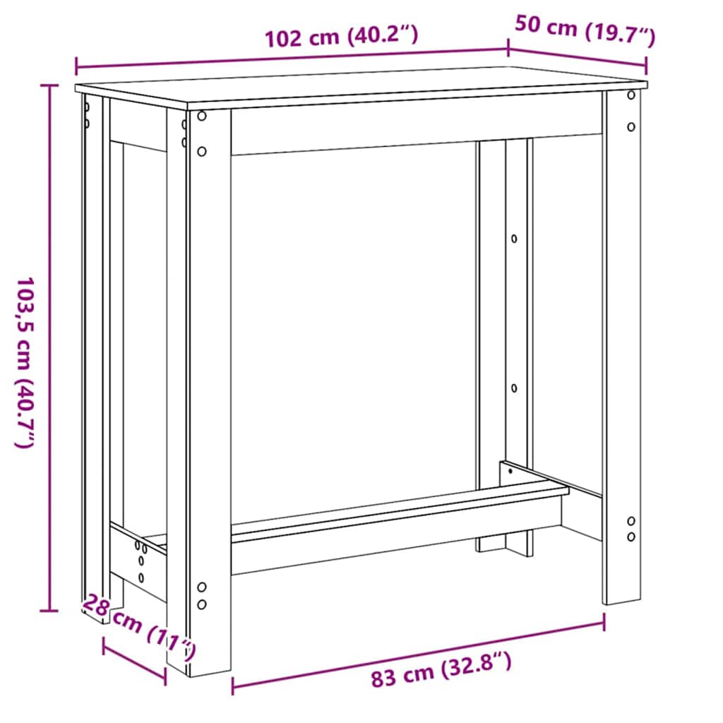 Stol za bar Crni hrast 102 x 50 x 103.5 cm Konstruirano drvo