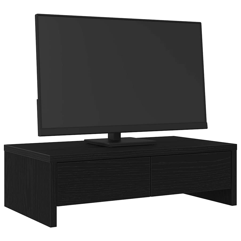 Stalak za monitor s ladicama Crni hrast 50x27x15 cm Konstruirano drvo