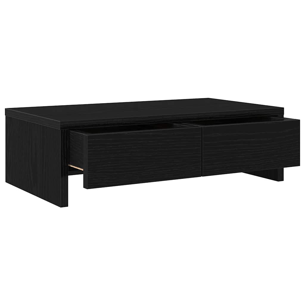 Stalak za monitor s ladicama Crni hrast 50x27x15 cm Konstruirano drvo