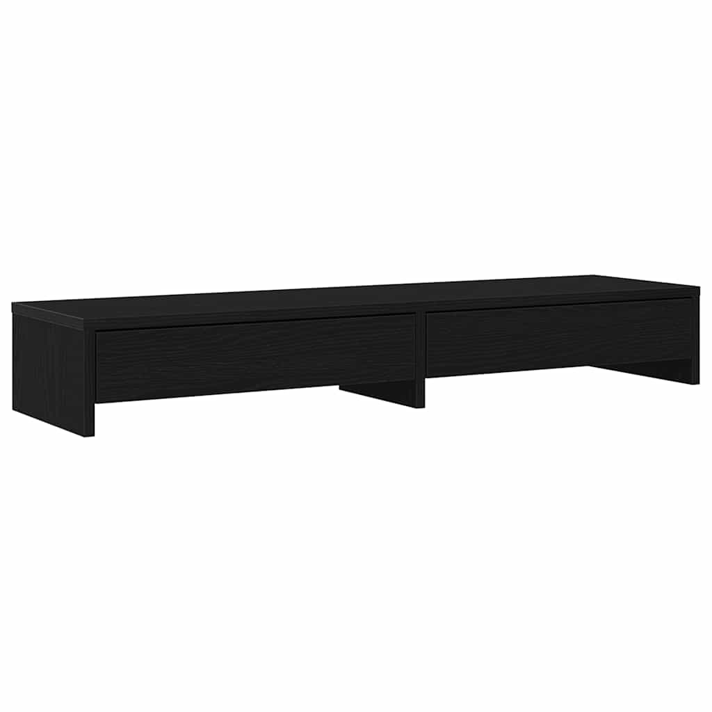 Stalak za monitor s ladicama Crni hrast 100x27x15 cm Konstruirano drvo