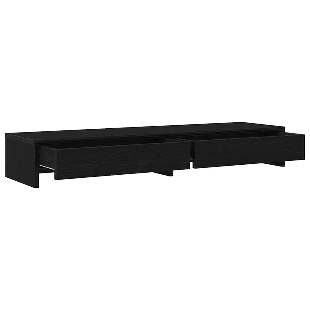 Stalak za monitor s ladicama Crni hrast 100x27x15 cm Konstruirano drvo