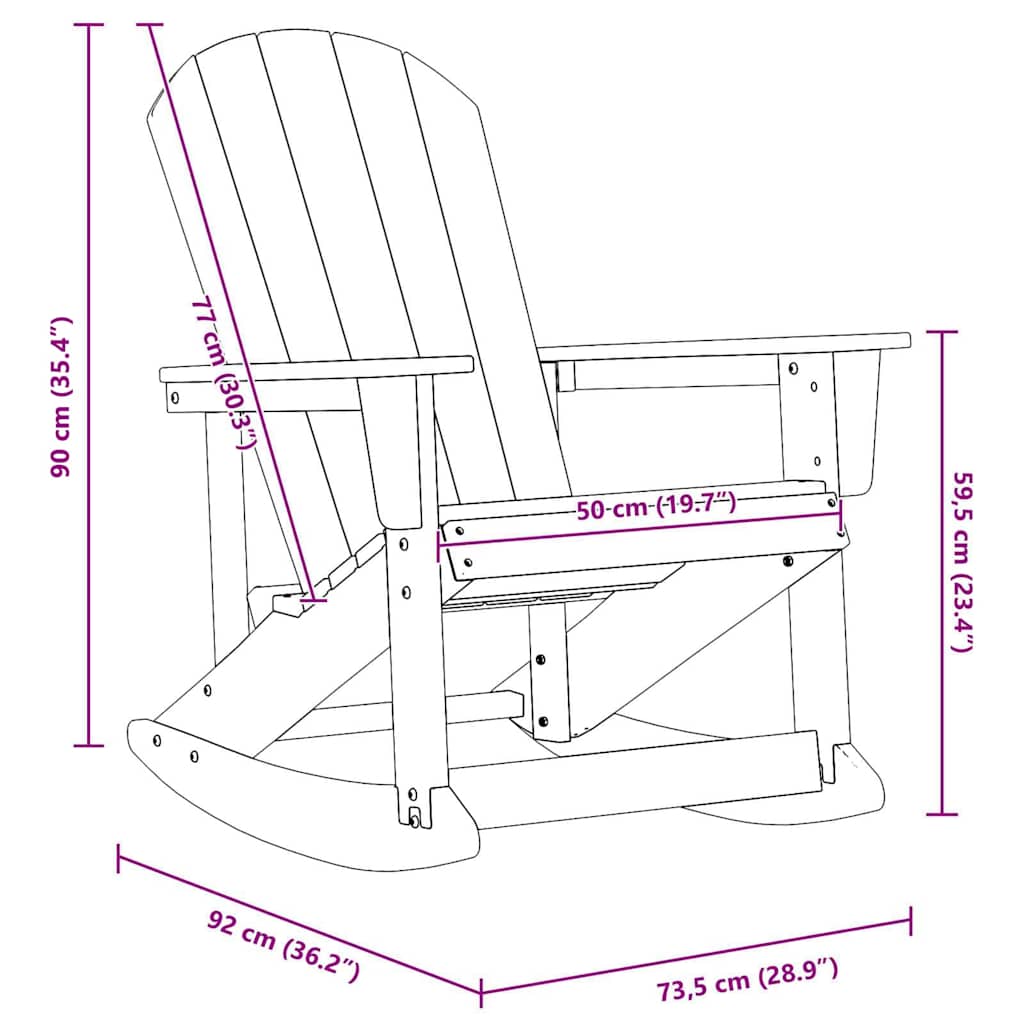 Adirondack ljuljačka Crna 92 x 73,5 x 92 cm HDPE
