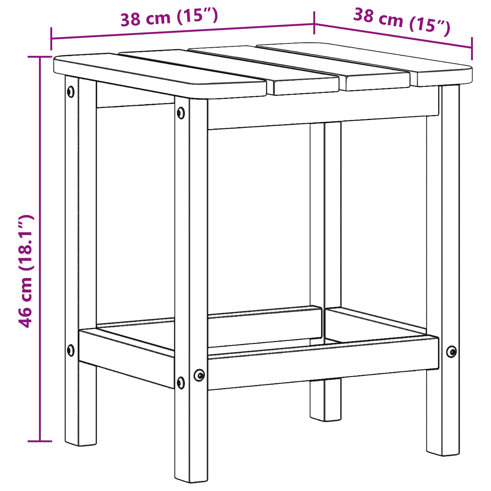 Bocni stol Bijelo 38 x 38 x 46 cm Polietilen