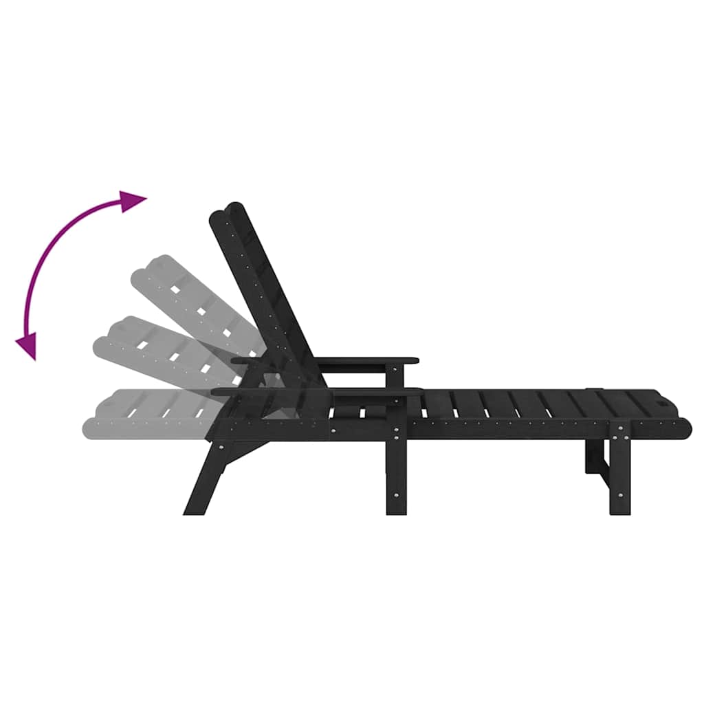 Ležaljka Crna 195,5 x 53 x 98,5 cm HDPE