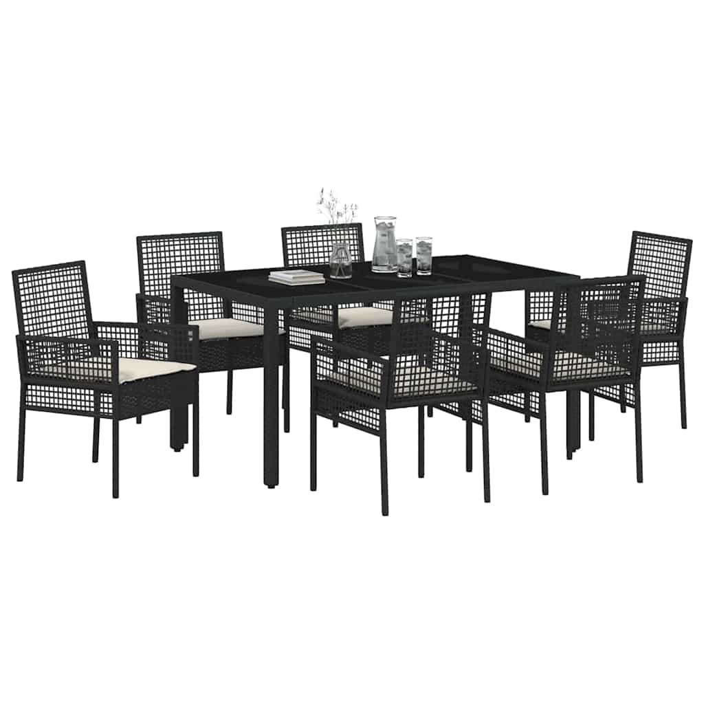 Vrtni set za objed 7 pcs Crna poliratan
