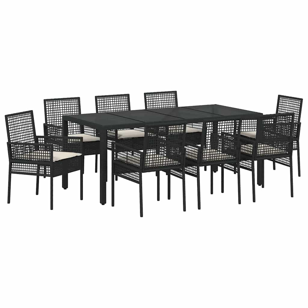 Vrtni set za objed 9 pcs Crna poliratan