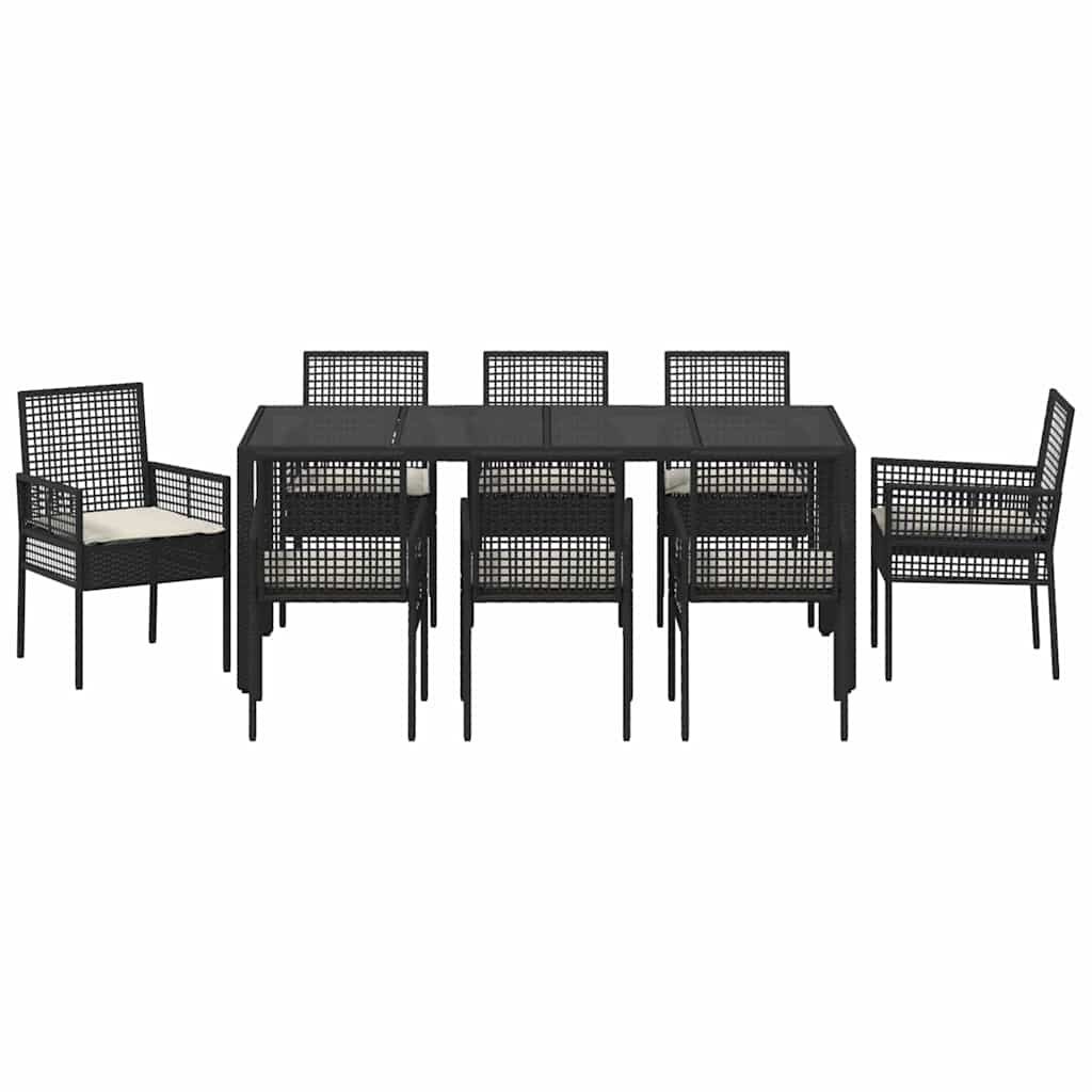 Vrtni set za objed 9 pcs Crna poliratan