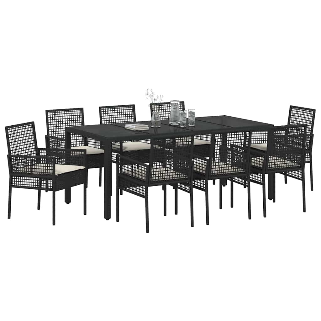 Vrtni set za objed 9 pcs Crna poliratan