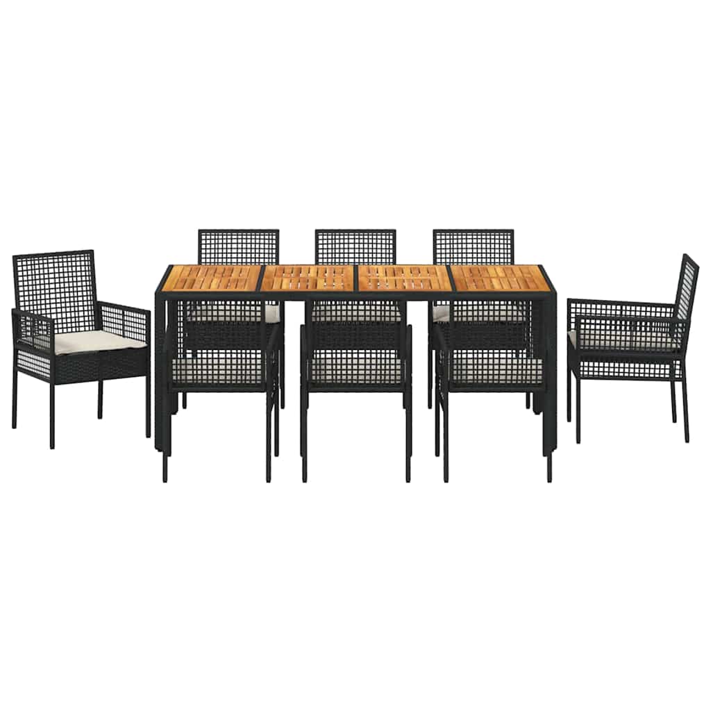Vrtni set za objed 9 pcs Crna poliratan