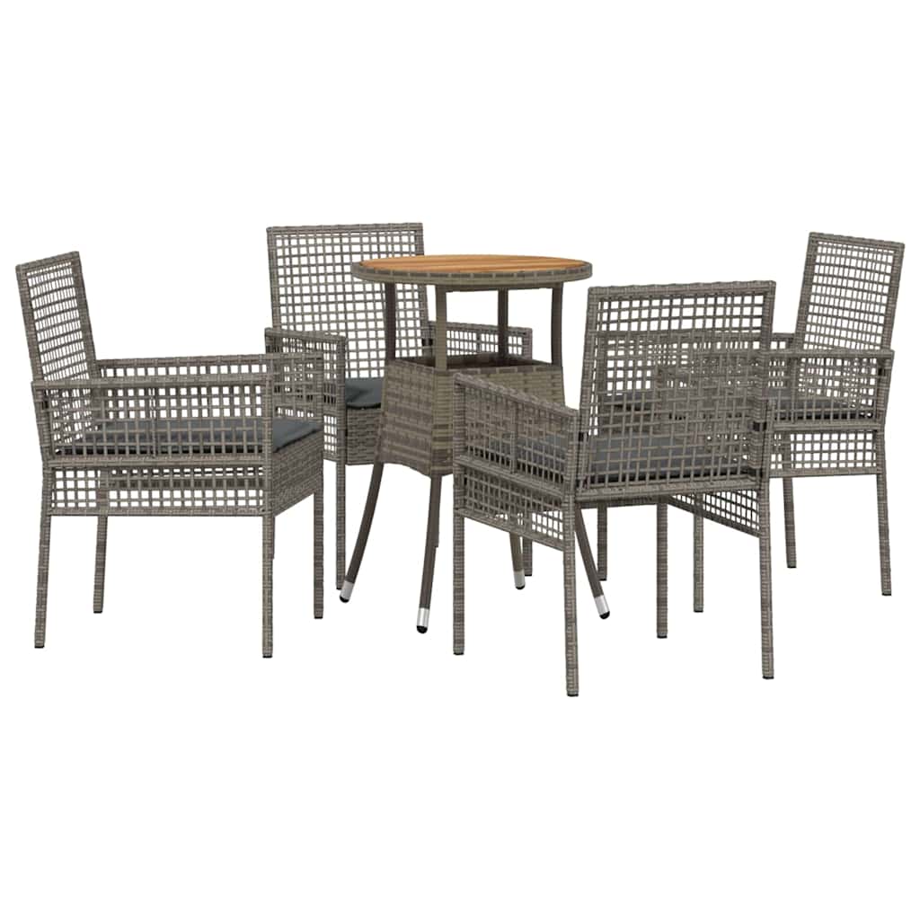 Vrtni set za objed 5 kom. Siva poliratan 60 x 60 x 75 cm