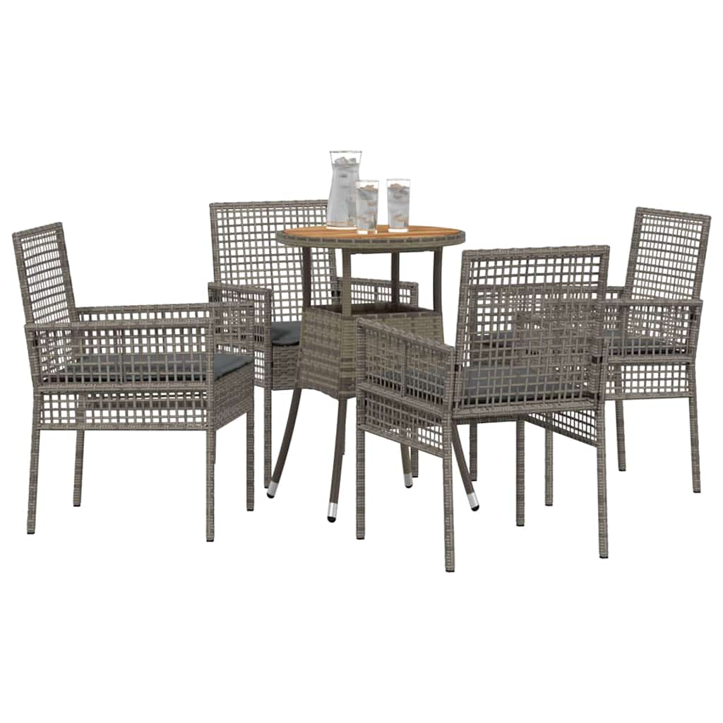 Vrtni set za objed 5 kom. Siva poliratan 60 x 60 x 75 cm