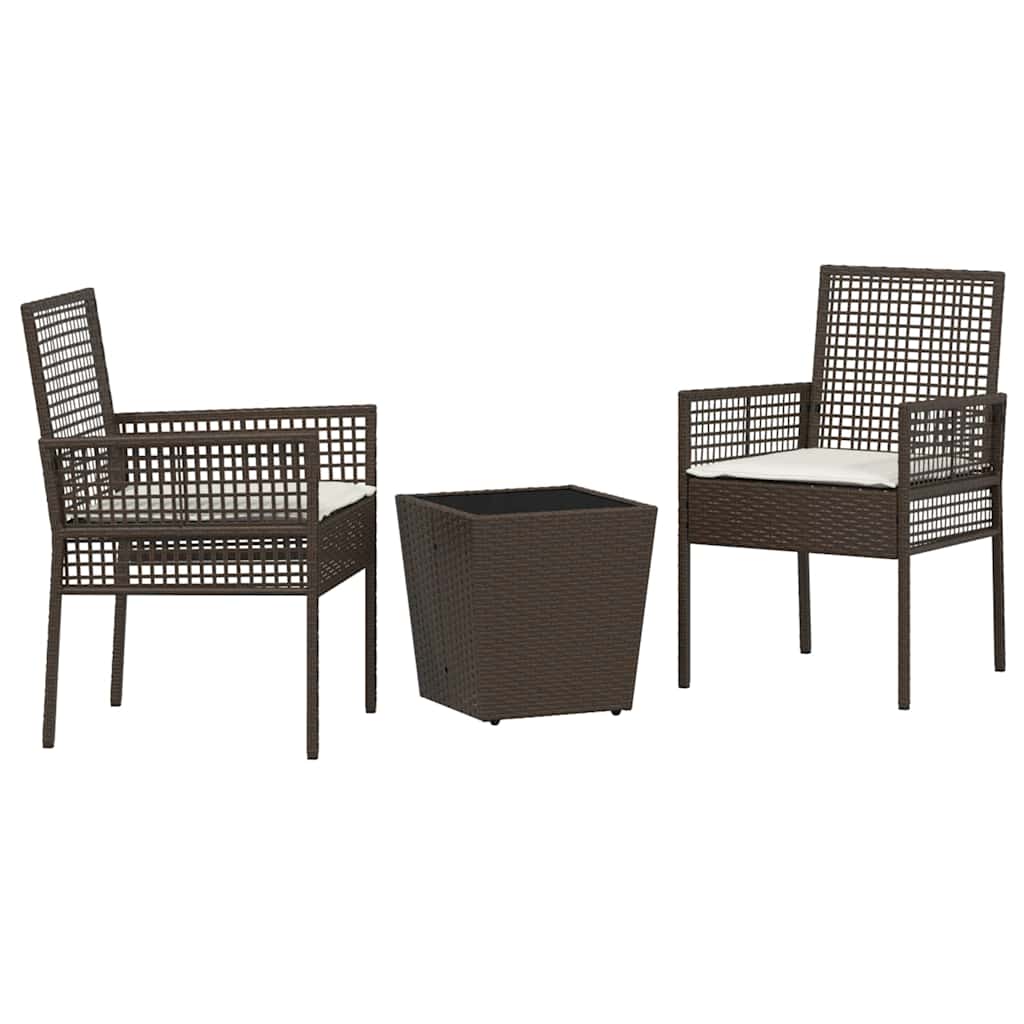 Bistro set za vrt 3 pcs Smeđa poliratan