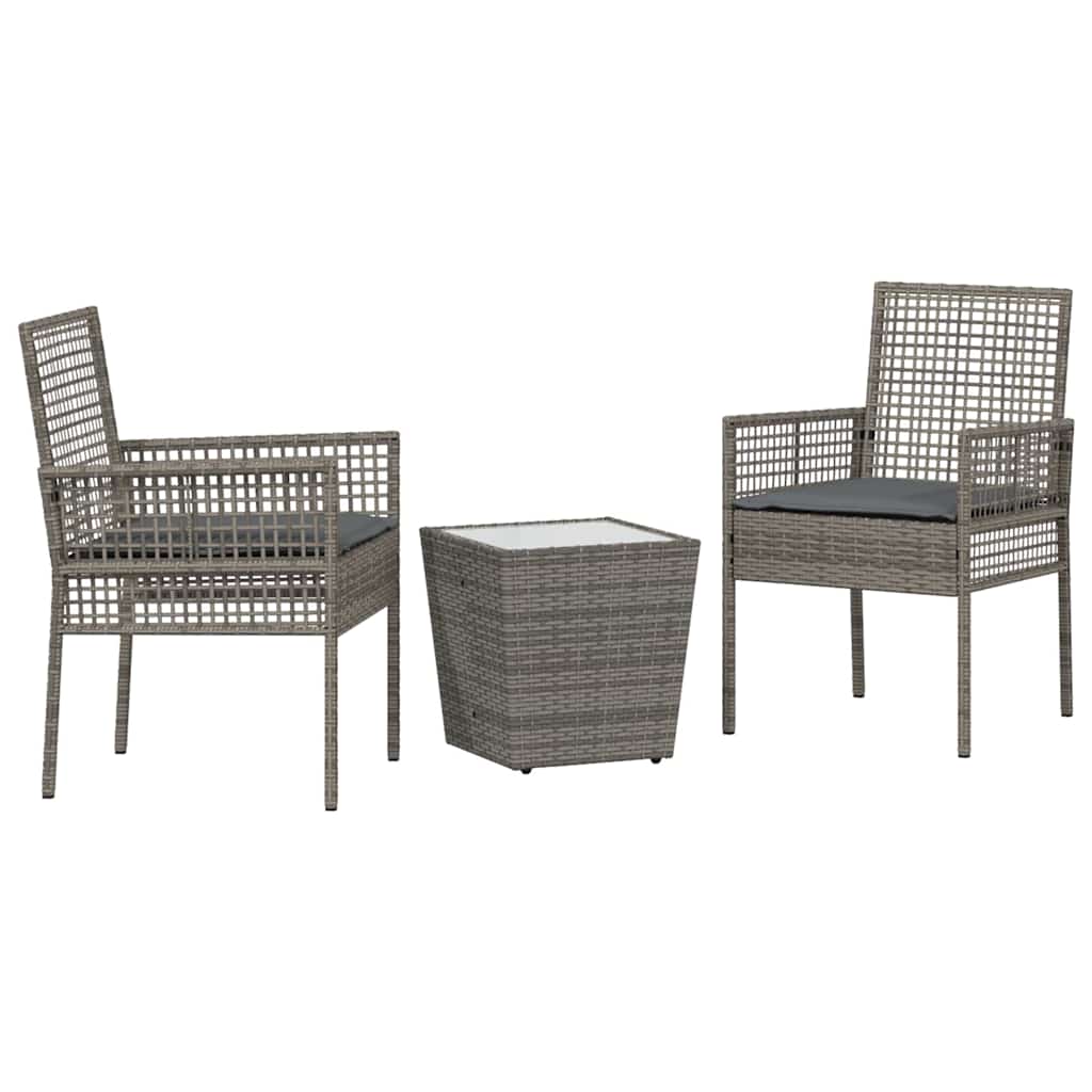 Bistro set za vrt 3 pcs Siva poliratan