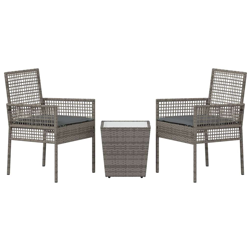 Bistro set za vrt 3 pcs Siva poliratan
