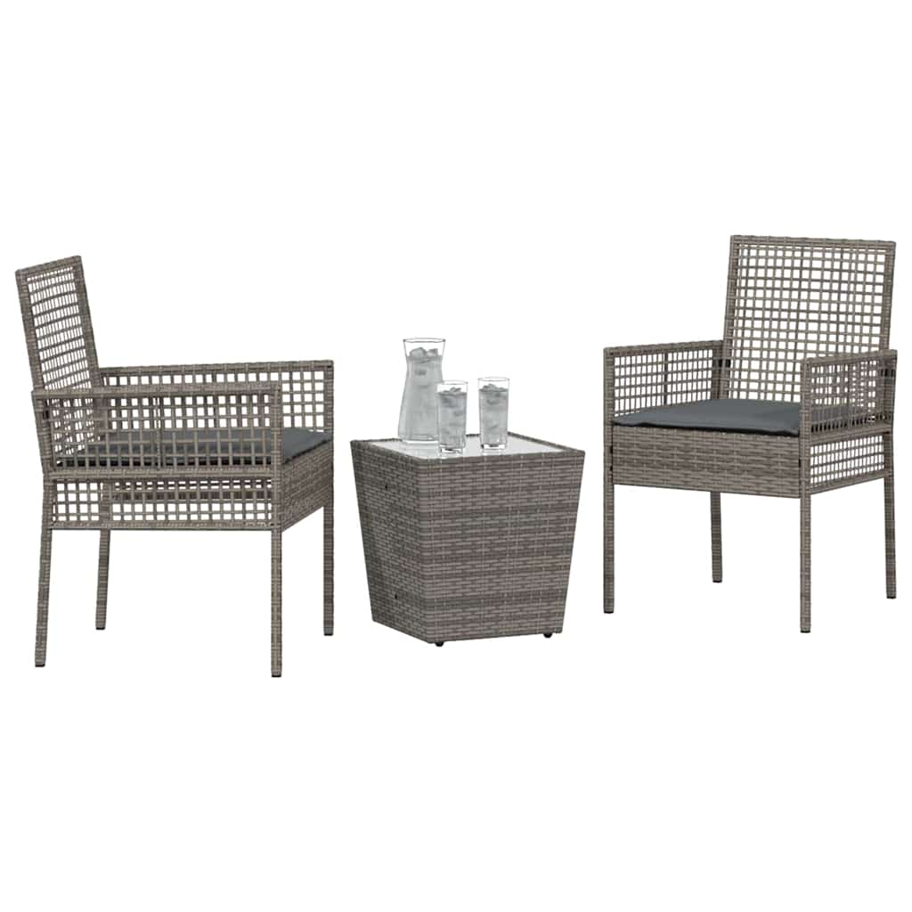 Bistro set za vrt 3 pcs Siva poliratan