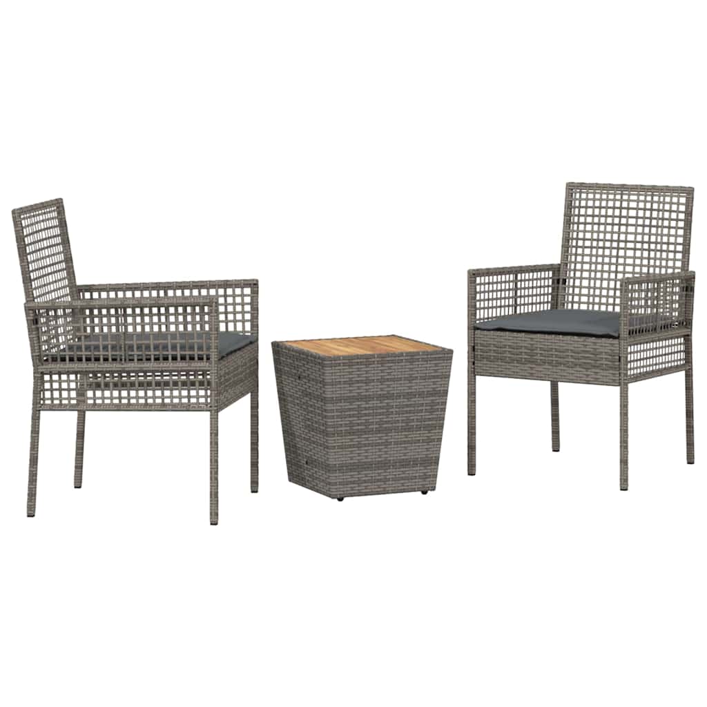Bistro set za vrt 3 pcs Siva poliratan