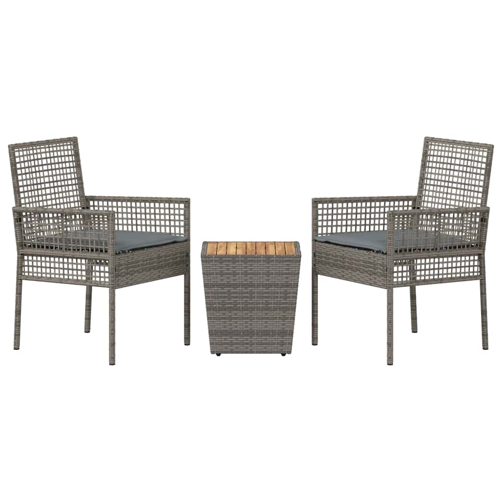 Bistro set za vrt 3 pcs Siva poliratan
