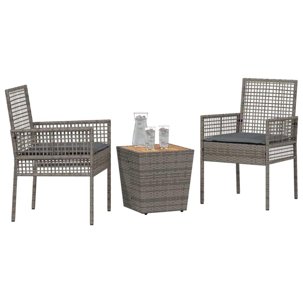 Bistro set za vrt 3 pcs Siva poliratan